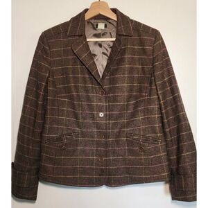 VTG J. CREW Womens SZ Large Brown Plaid Wool Blend Blazer Jacket
Elegant Preppy